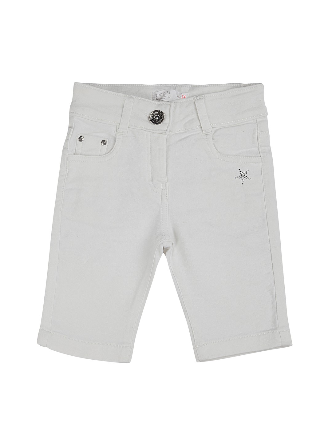 

Tiny Girl Girls White Solid Regular Fit Denim Shorts