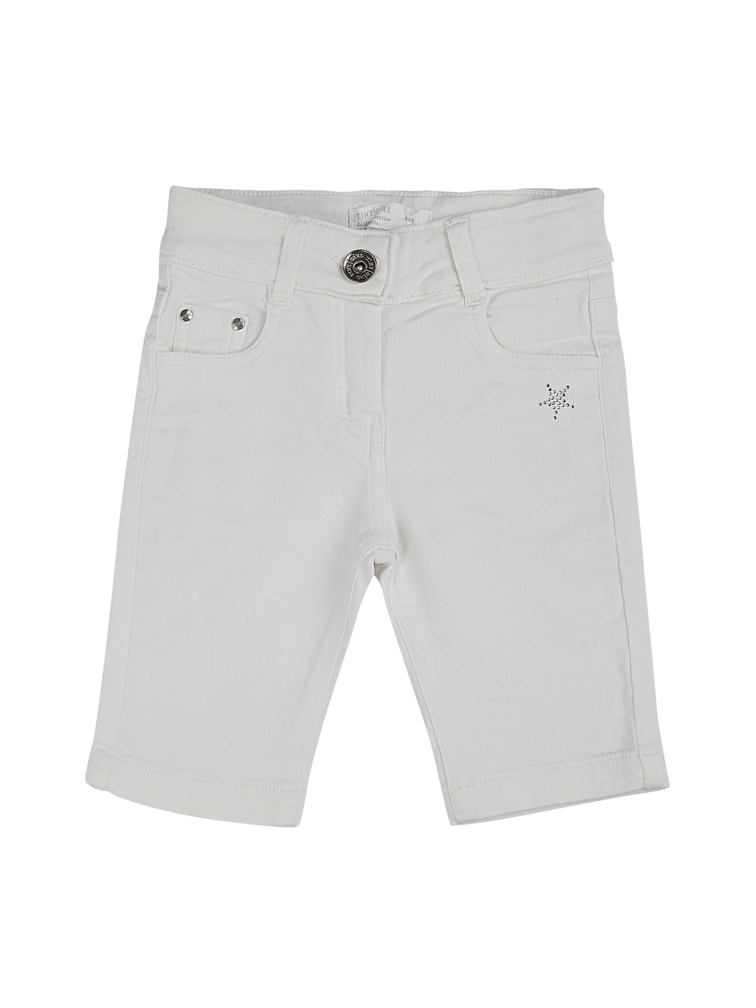 

Tiny Girl Girls White Solid Regular Fit Denim Shorts