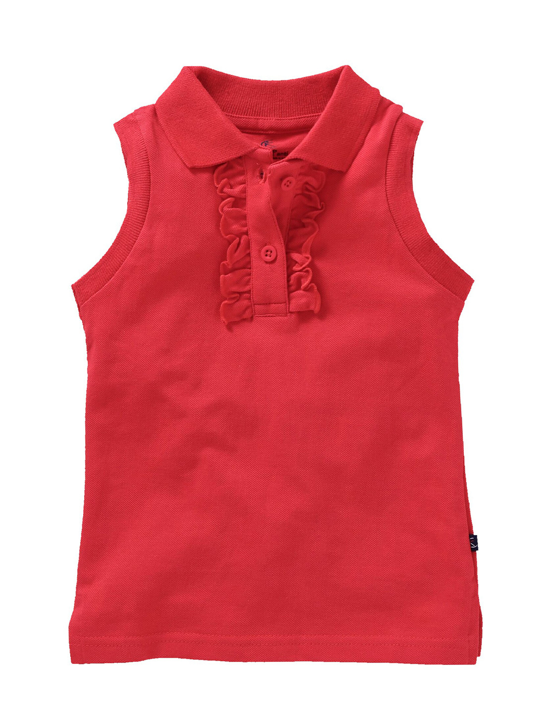 

KiddoPanti Girls Red Solid Polo Collar T-shirt
