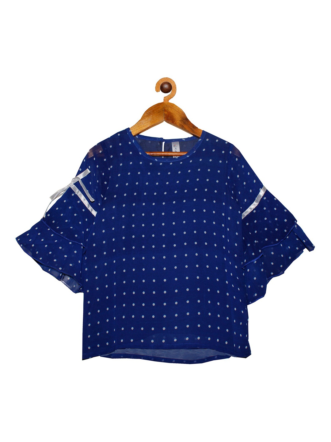 

KiddoPanti Navy Blue & White Georgette Regular Top