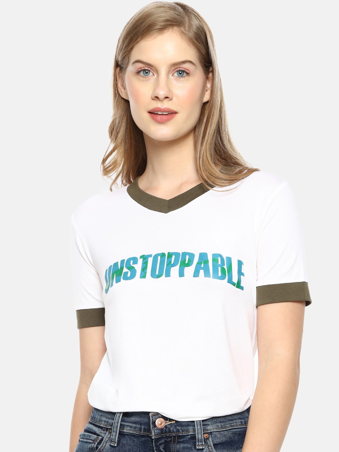 

Campus Sutra White Cotton Regular Top