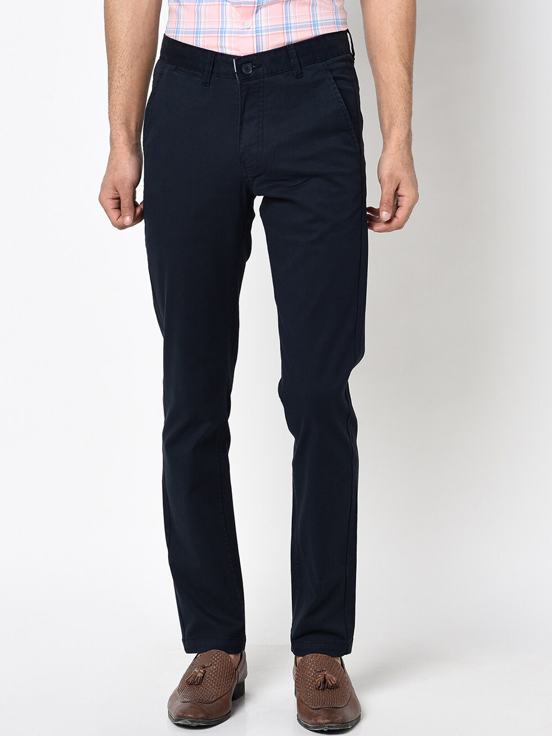 

Octave Men Navy Blue Regular Fit Solid Regular Trousers