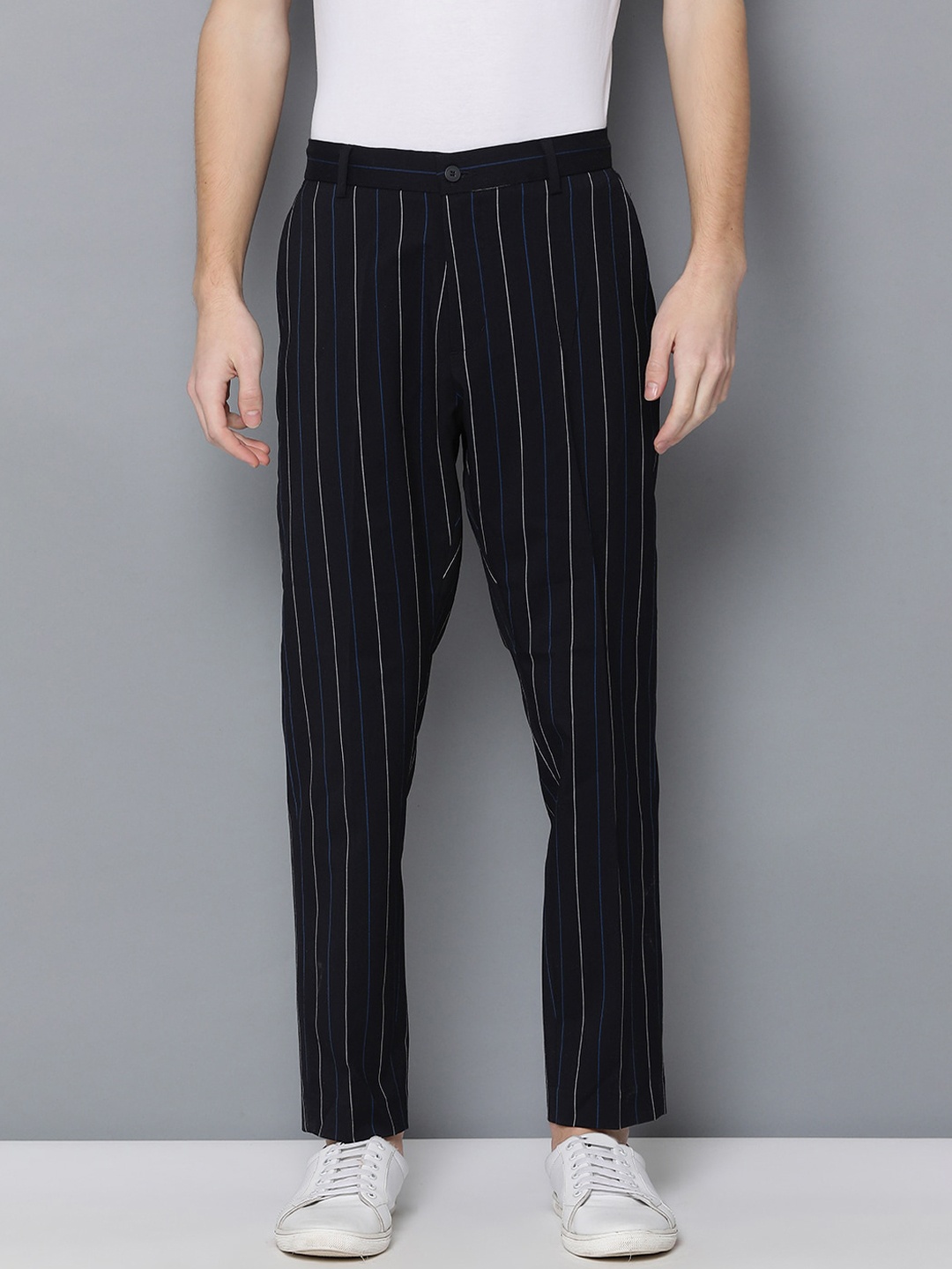 Antony Morato Men Black Slim Fit Striped Regular Trousers