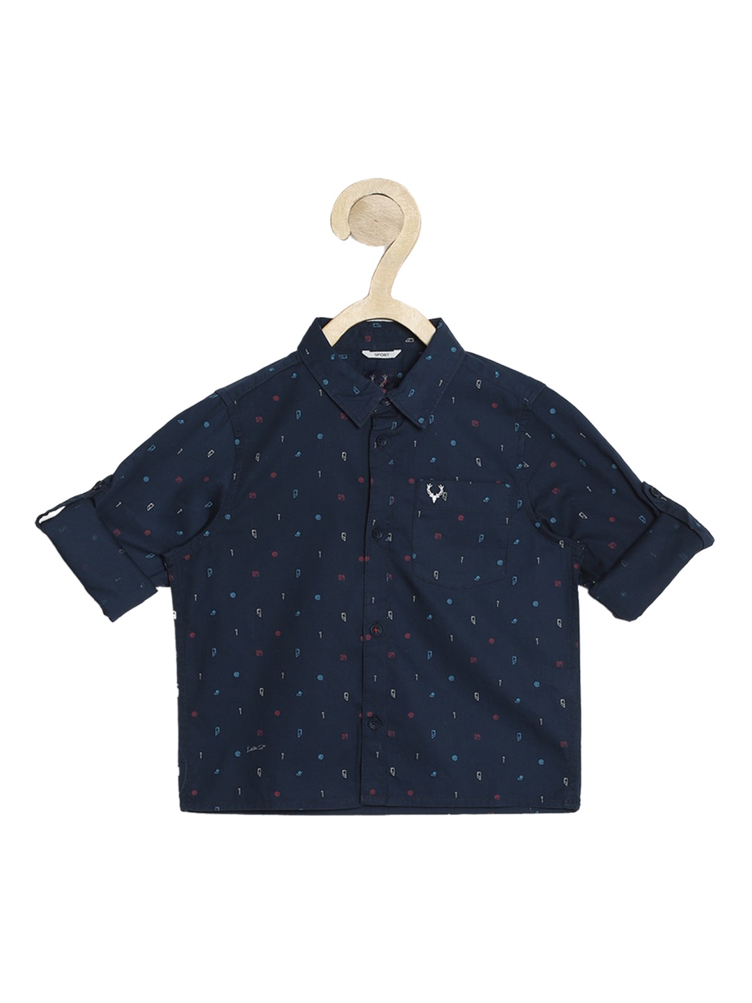 

Allen Solly Junior Boys Navy Blue Slim Fit Printed Casual Shirt