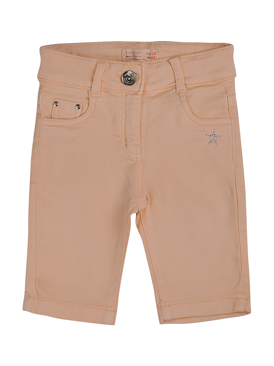 

Tiny Girl Girls Peach-Coloured Solid Regular Fit Regular Shorts