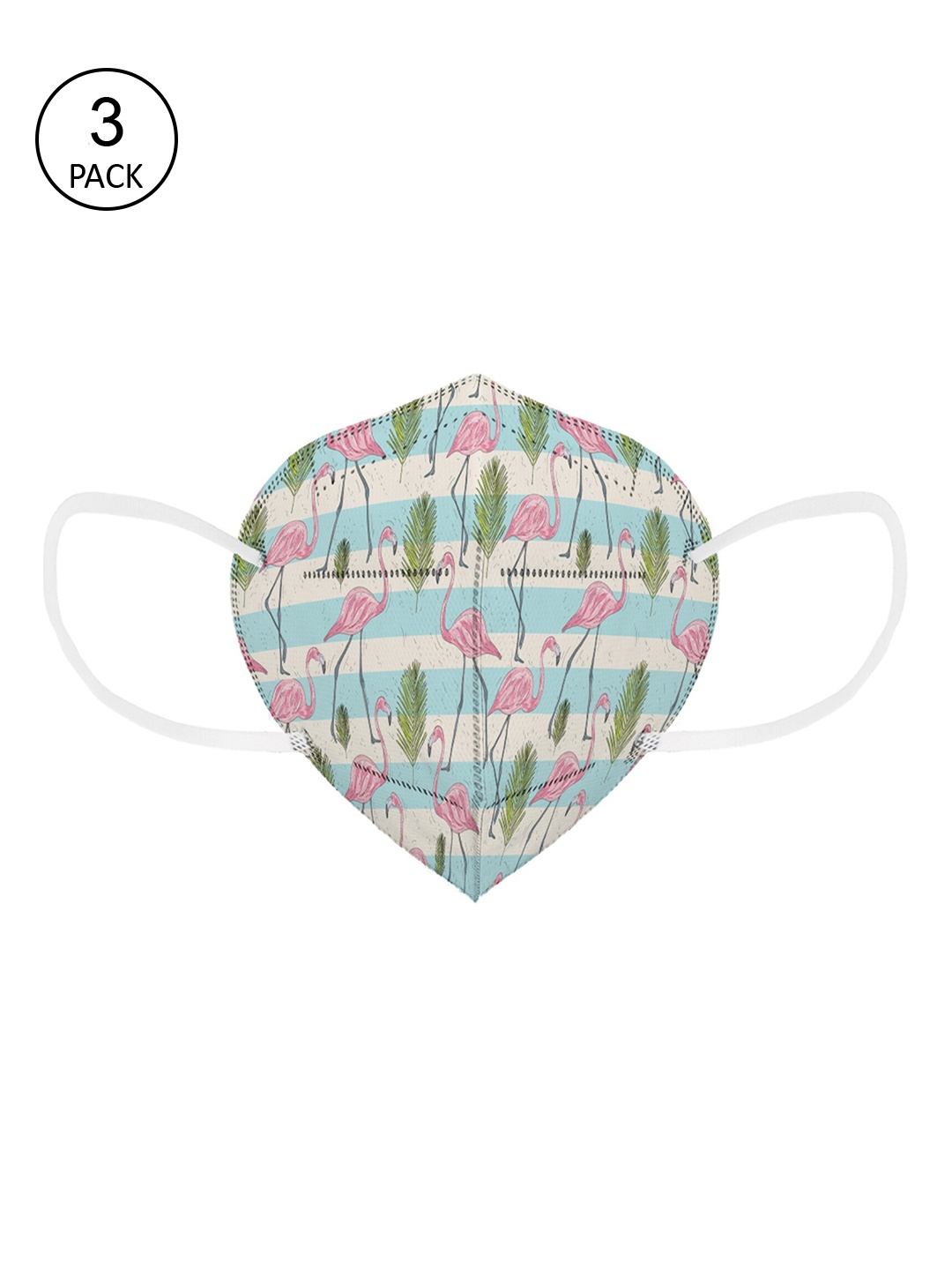 

Status Unisex Pack Of 3 Pink & Green Printed 4-Ply Reusable N95 Masks