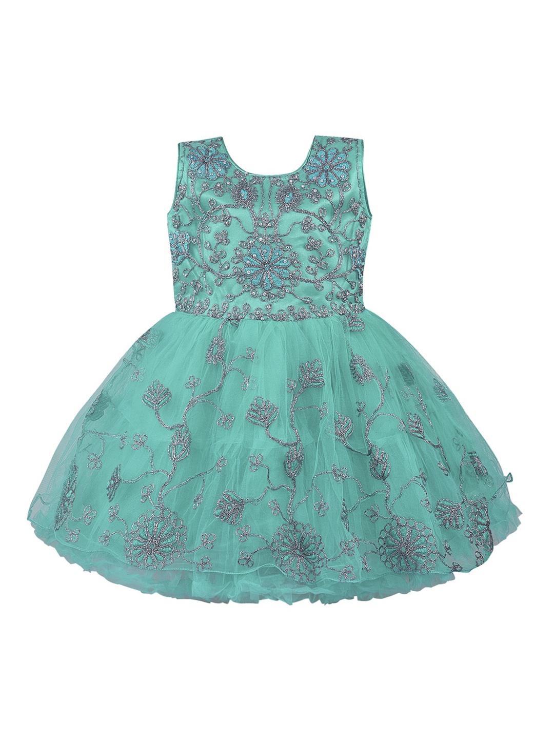

Wish Karo Sea Green Floral Net Dress
