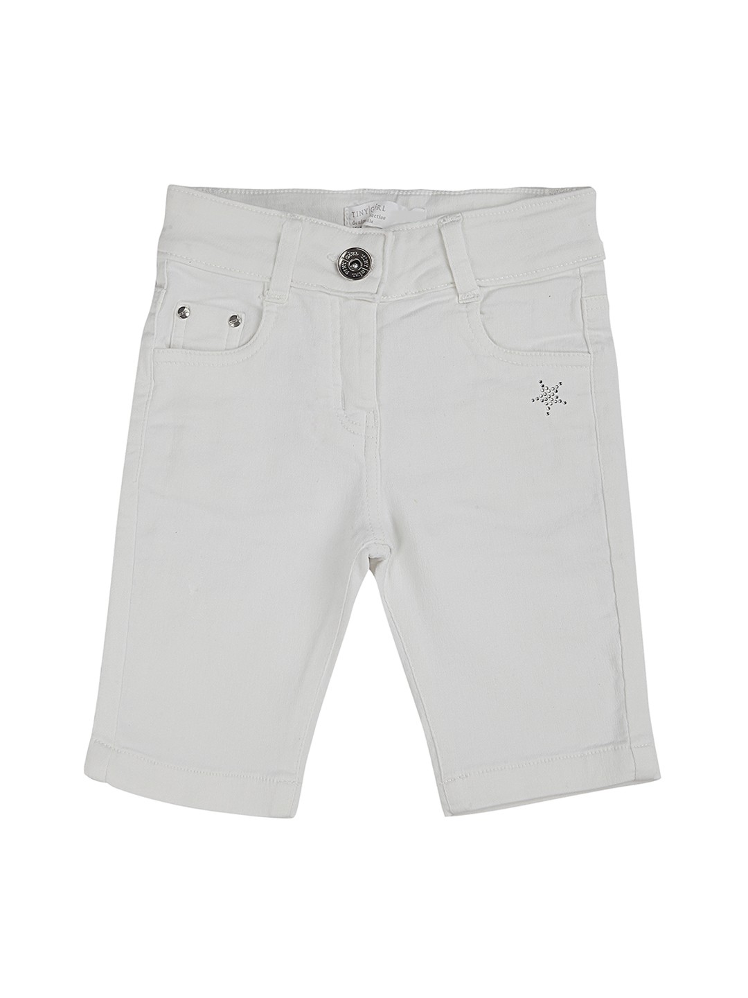 

Tiny Girl Girls White Solid Regular Fit Denim Shorts