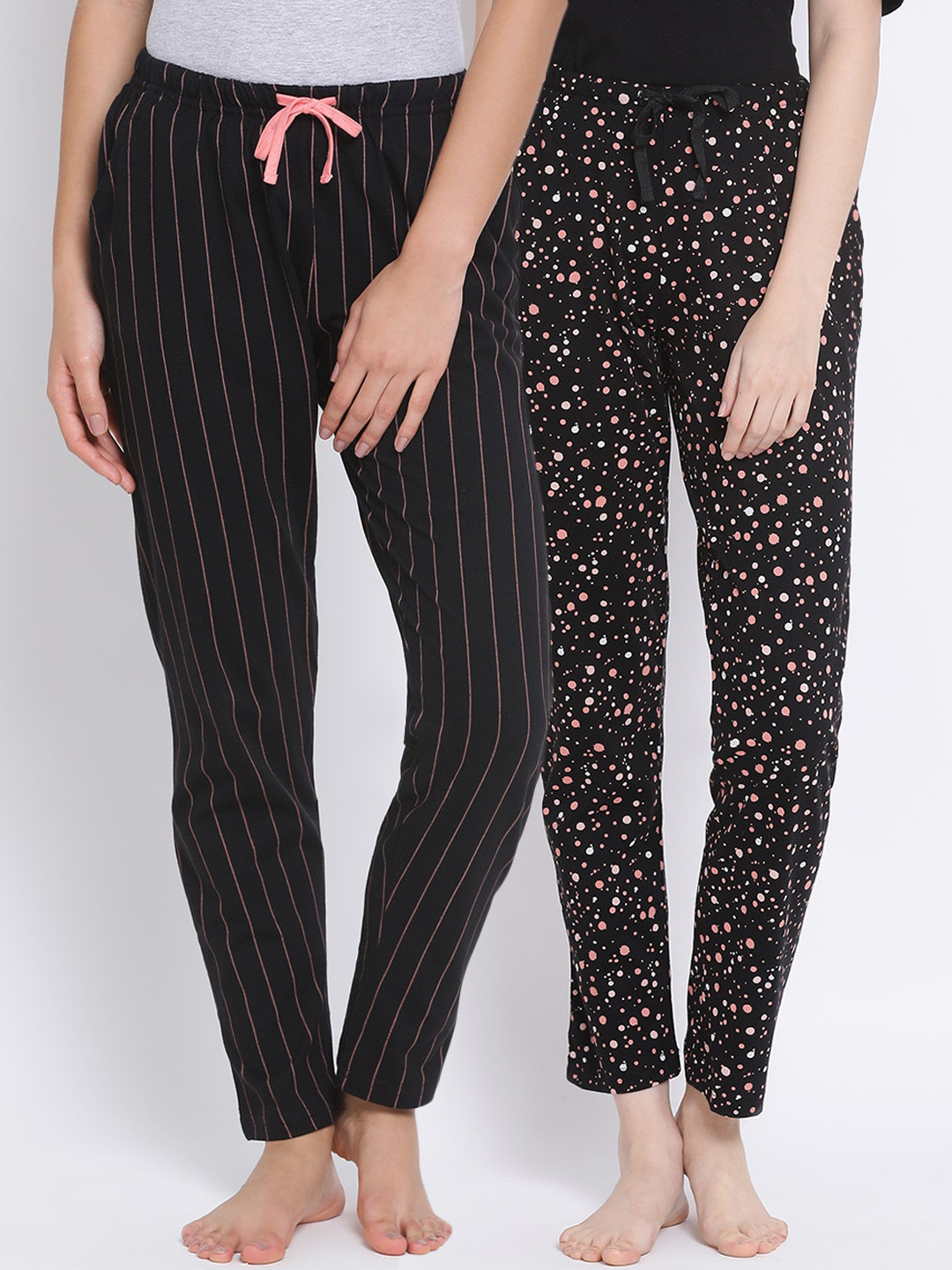 

Kanvin Women Pack of 2 Black Pure Cotton Lounge Pants