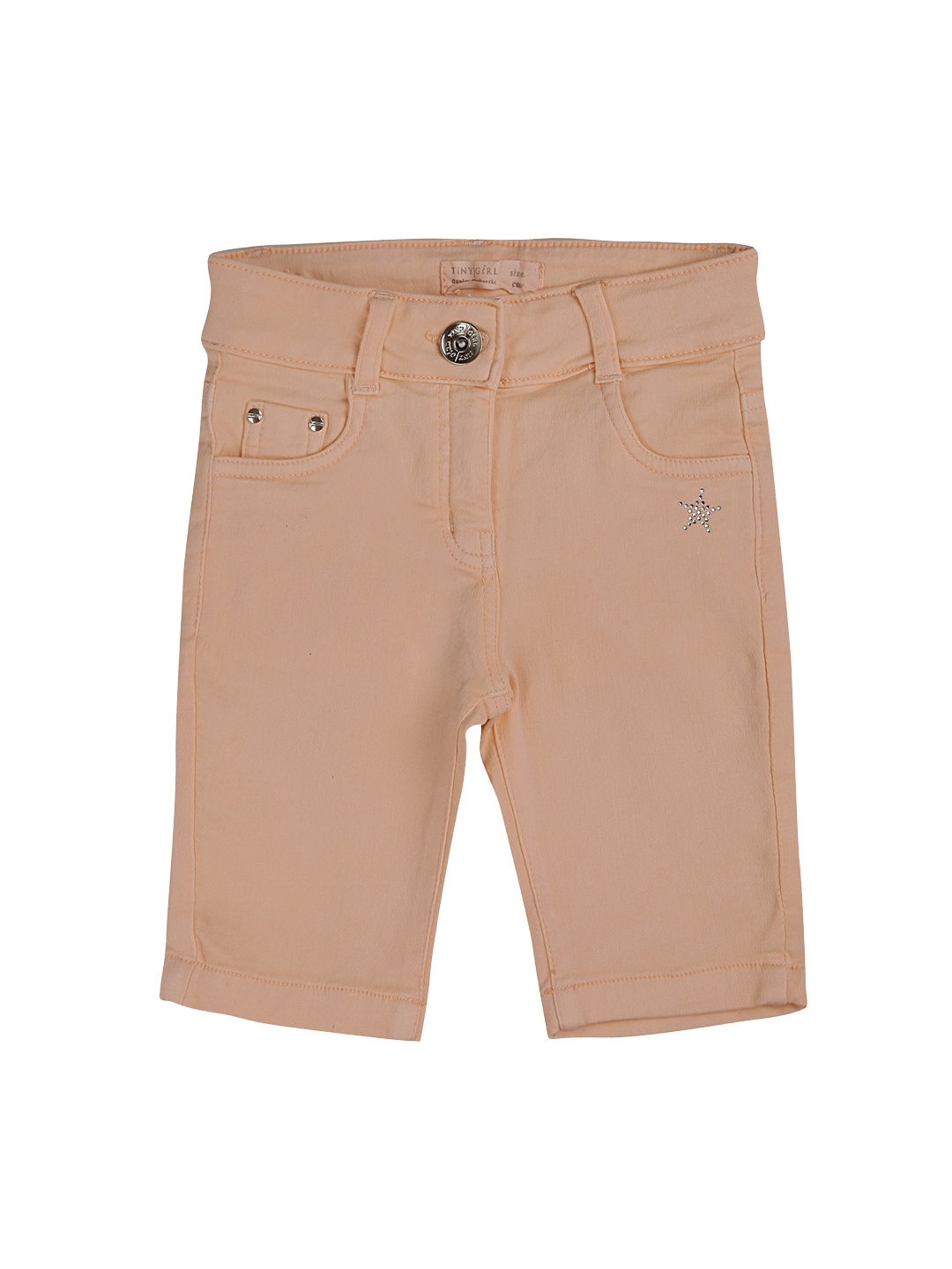 

Tiny Girl Girls Peach-Coloured Solid Regular Fit Regular Shorts