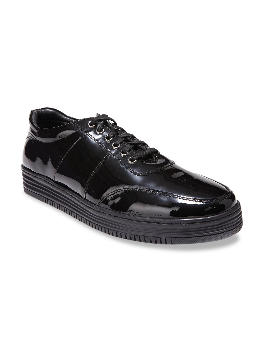 

dmodot Men Black Leather Sneakers