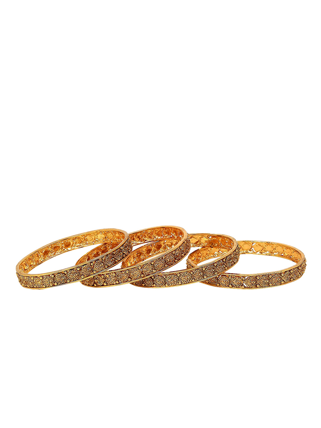 

Adwitiya Collection Set Of 4 24K Gold-Plated Embellished Handcrafted Bangles