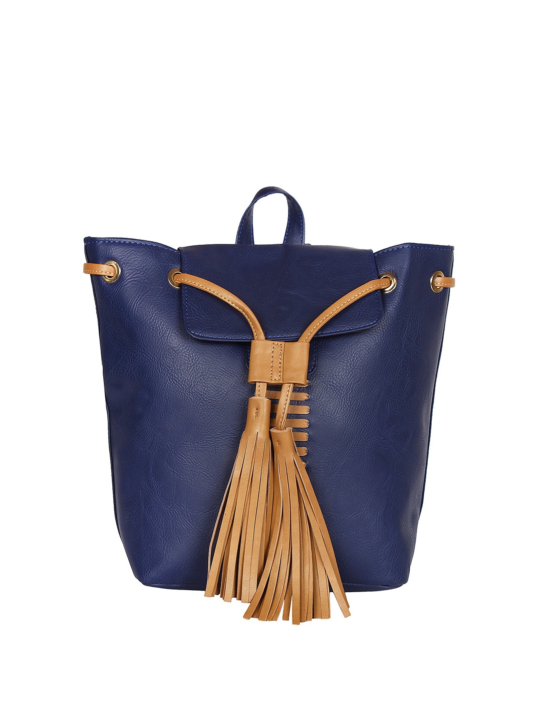 

Berrypeckers Women Blue & Tan Tasselled Backpack