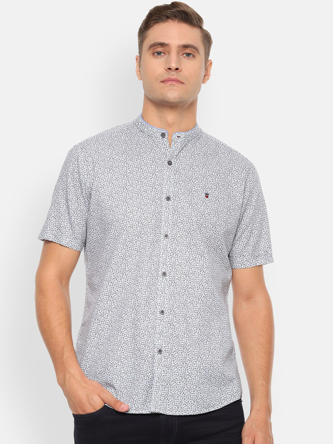 

Louis Philippe Sport Men White & Grey Slim Fit Printed Casual Shirt