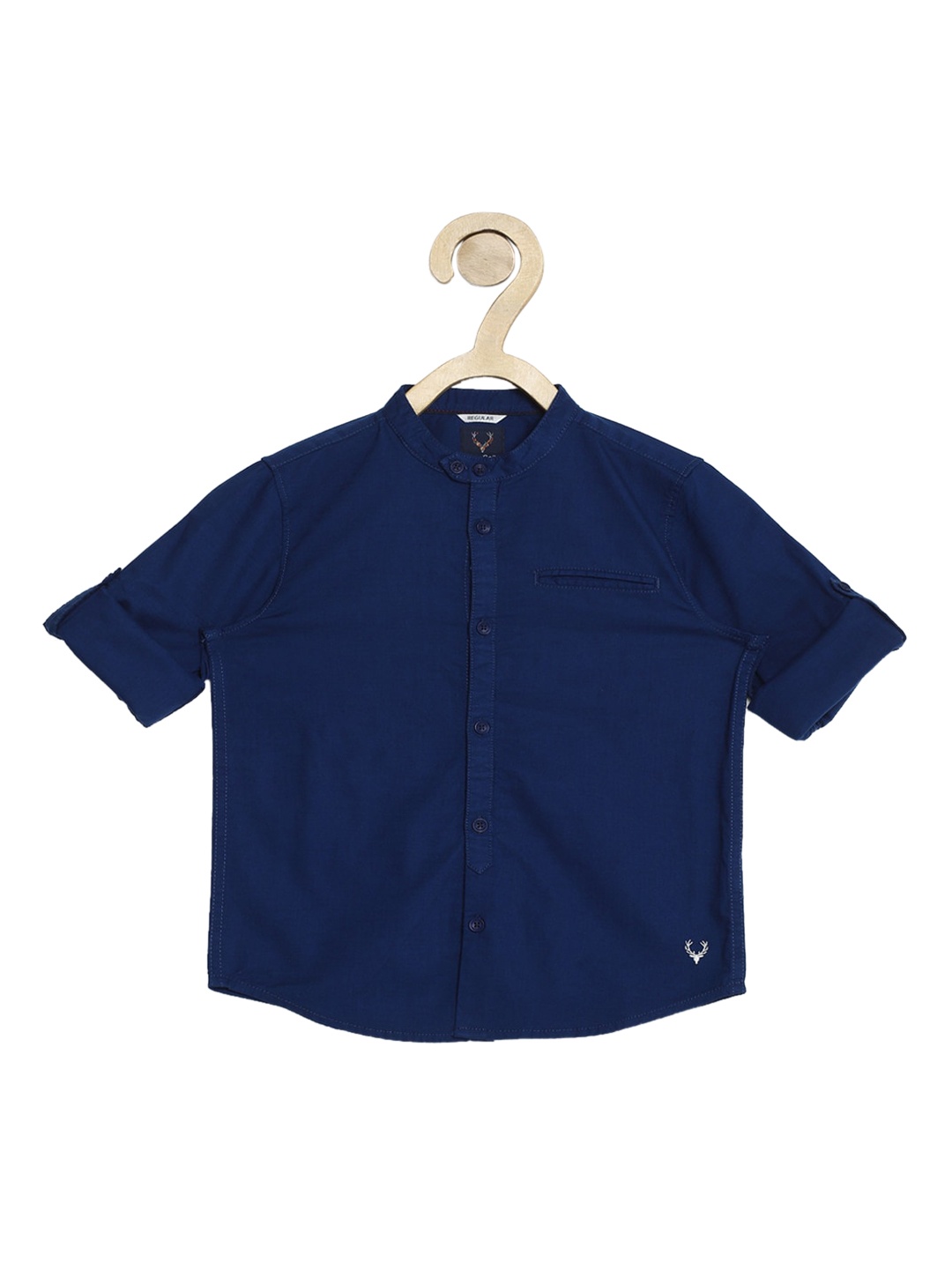 

Allen Solly Junior Boys Navy Blue Pure Cotton Regular Fit Solid Casual Shirt