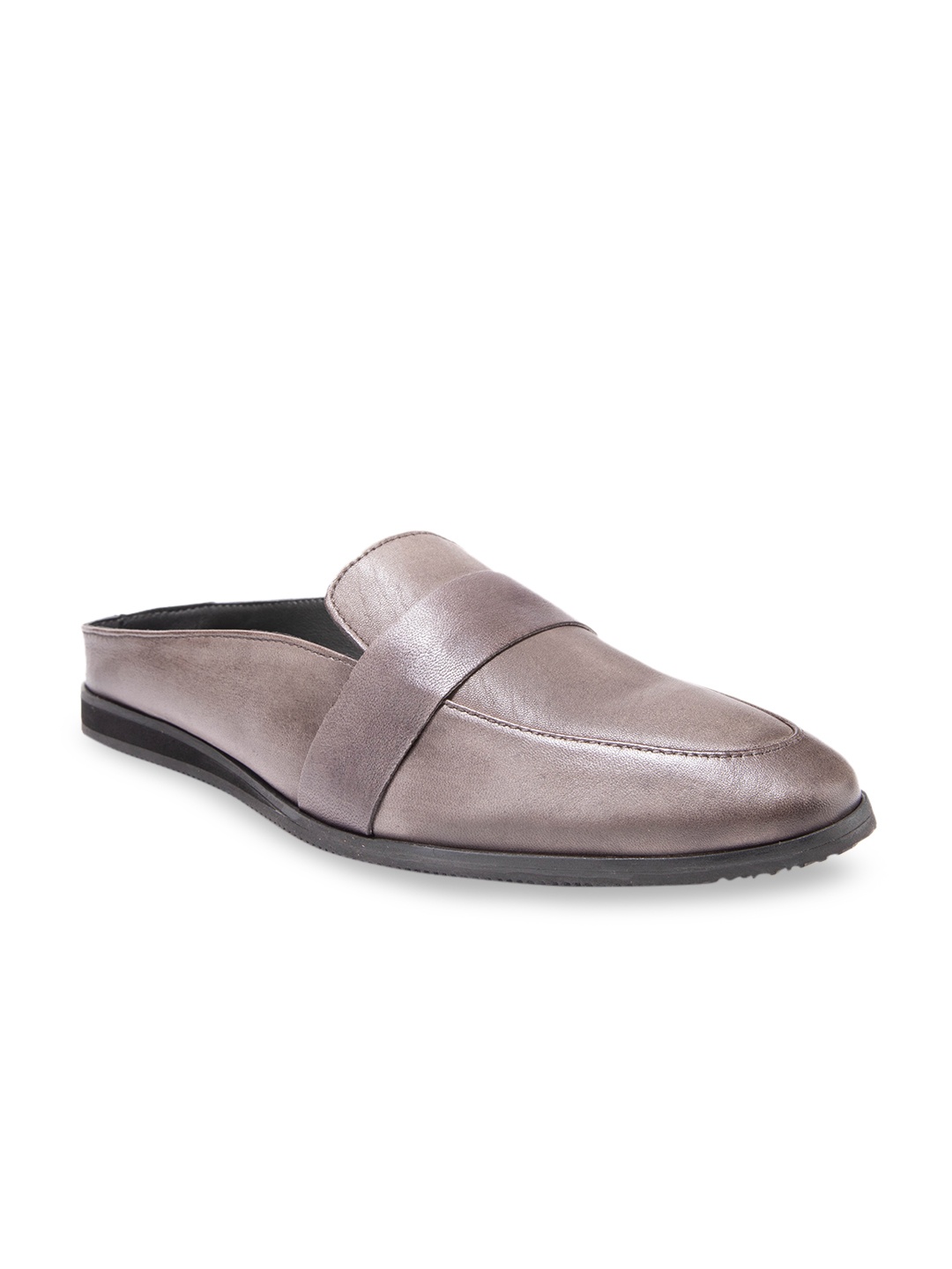 

dmodot Men Grey Leather Mules