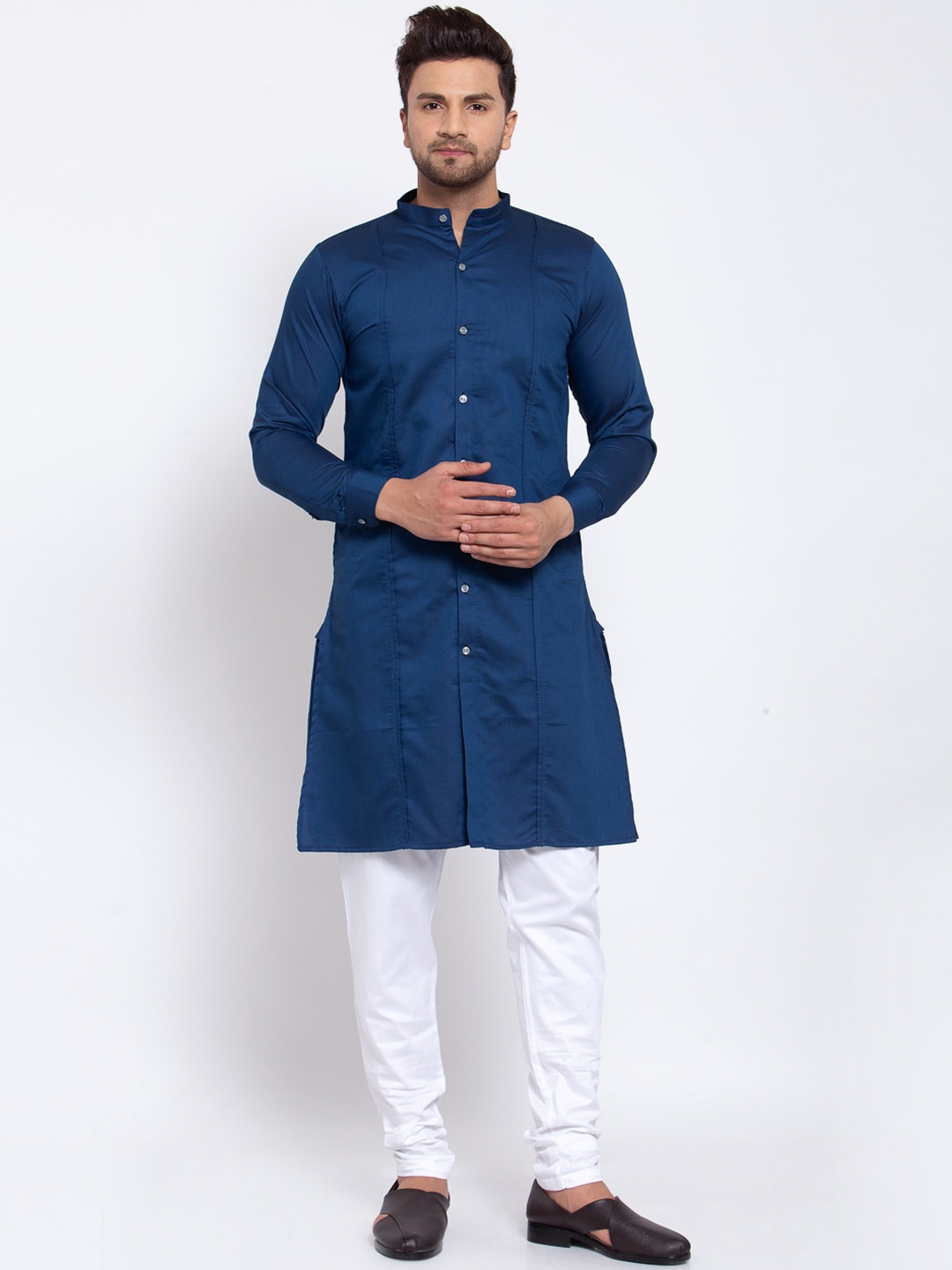 KLOTTHE Men Teal Blue Solid Straight Kurta & Pyjamas