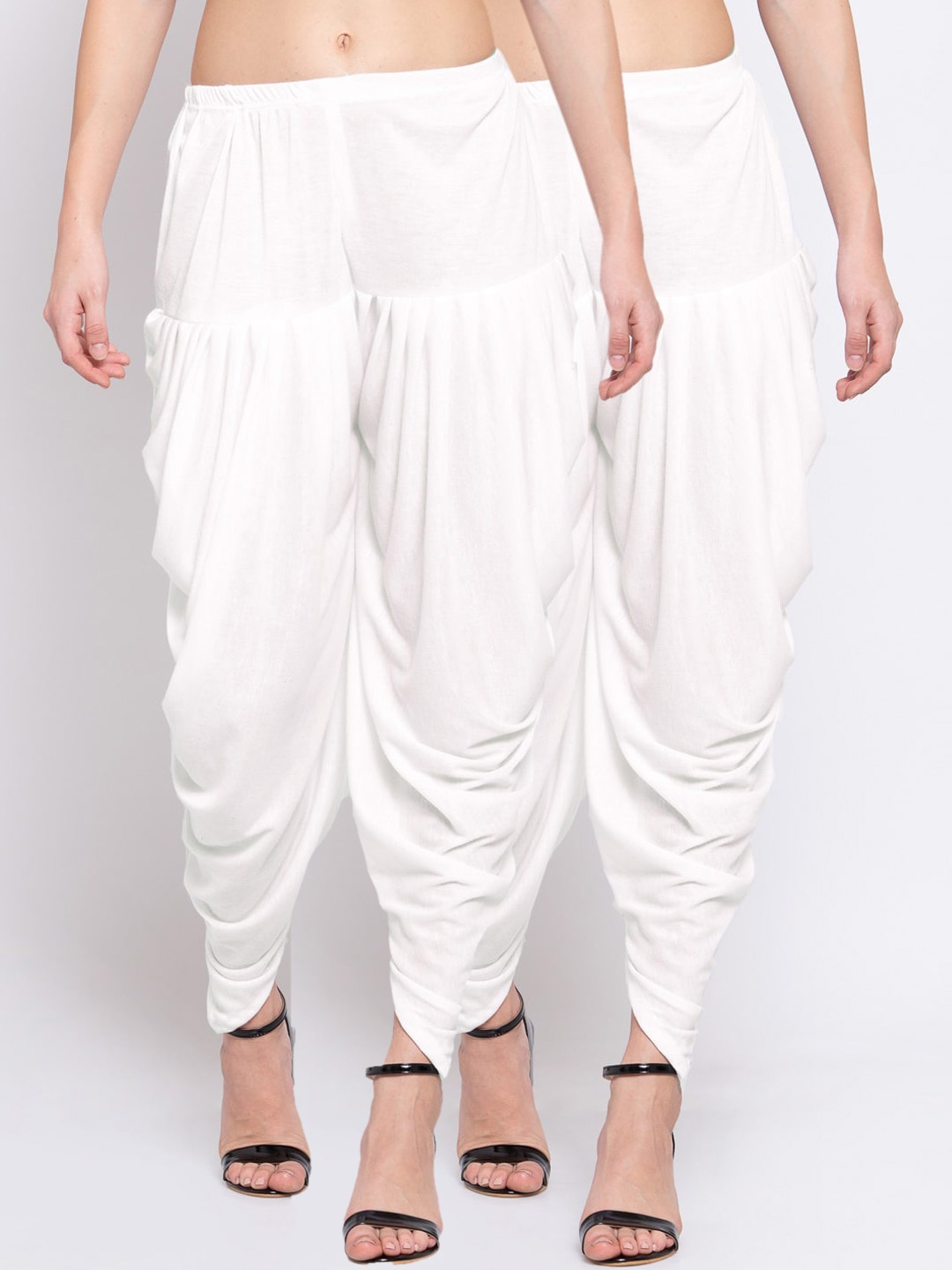 

Klothe Women Set of 2 White Solid Dhoti Salwar