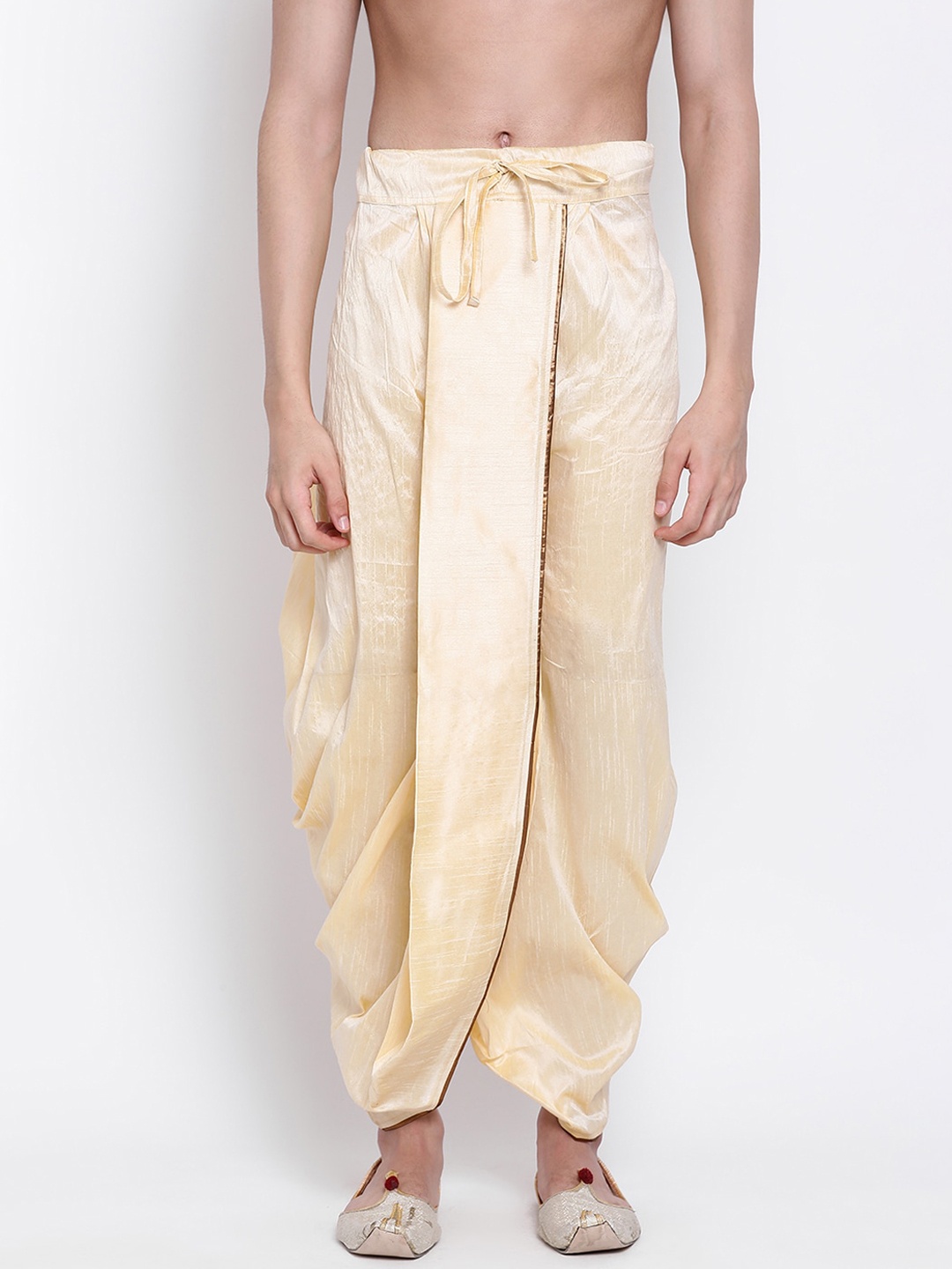 

Sanwara Men Beige Solid Art Silk Dhoti