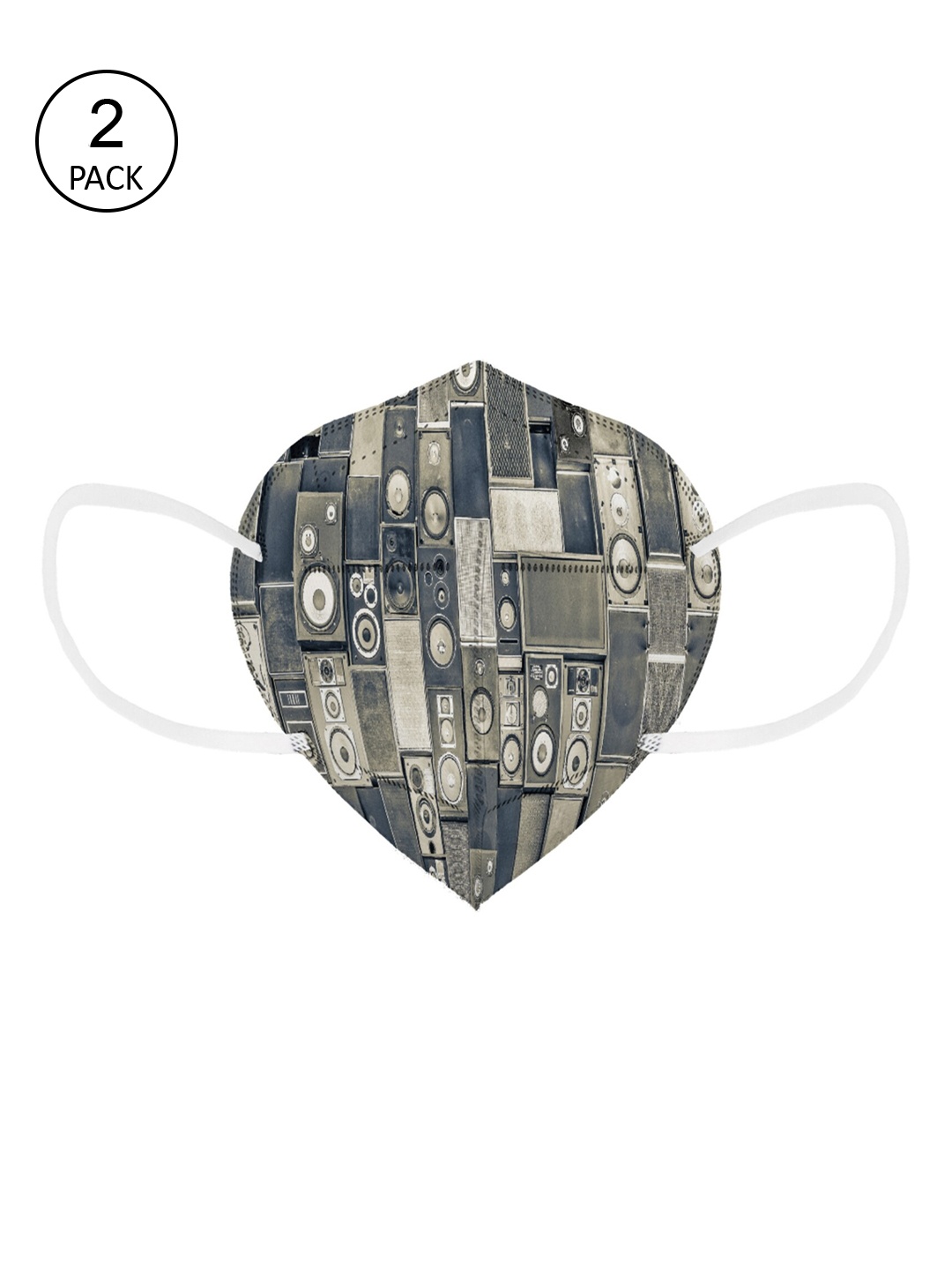 

Status Unisex Pack Of 2 Printed 4-Ply Reusable N95 Masks, Grey