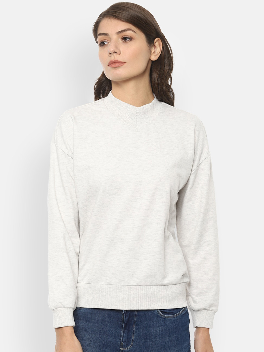 

Van Heusen Woman Women White Solid Sweatshirt