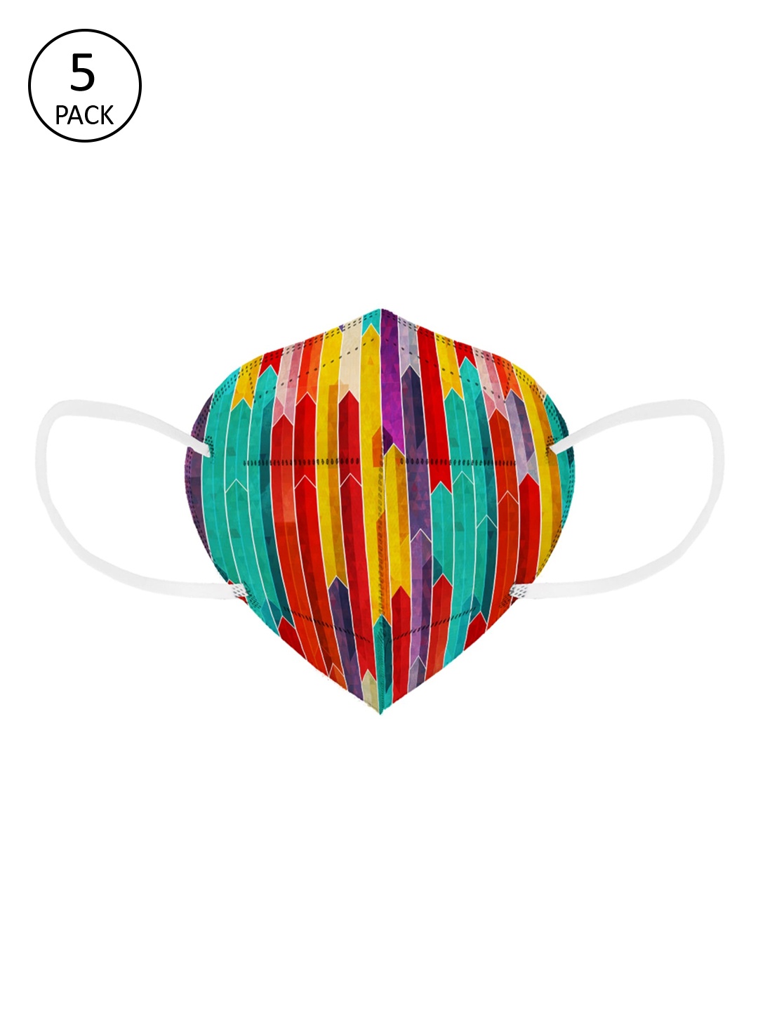 

Status Unisex Pack Of 5 Red & Green Printed 4-Ply Reusable N95 Masks