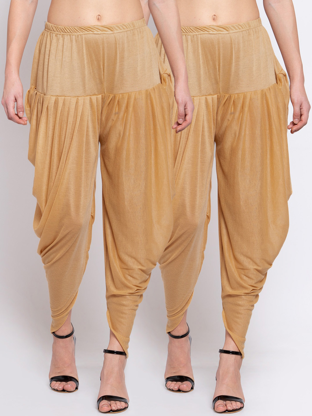 

Klothe Women Set of 2 Gold-Coloured Solid Dhoti Salwar