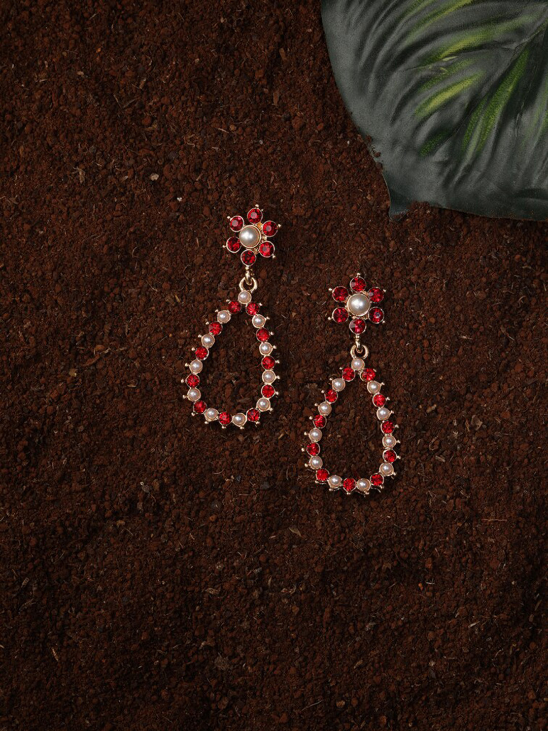 

Accessorize Red & White Teardrop Shaped Drop Earrings