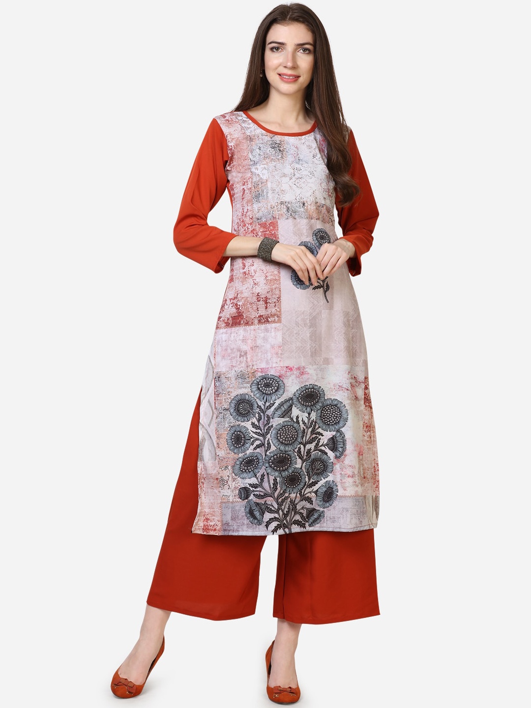 

Florence Women Multicoloured Floral Printed Straight Kurta & Palazzos, Multi
