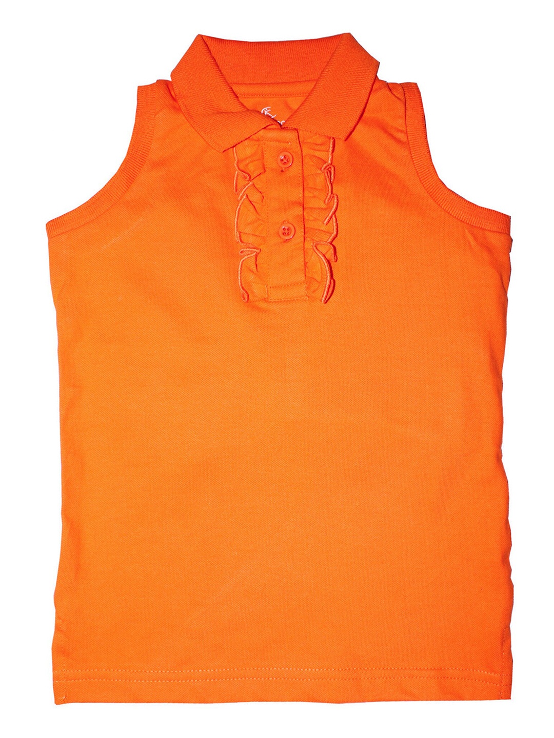 

KiddoPanti Girls Orange Solid Polo Collar T-shirt