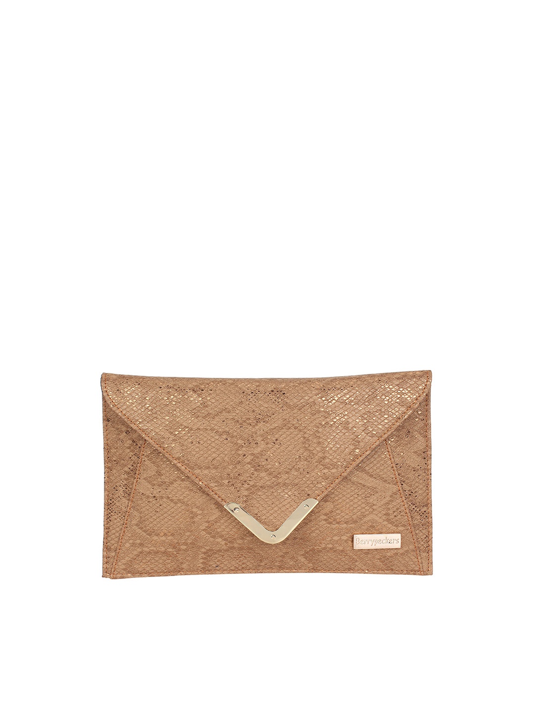 

Berrypeckers Tan & Gold-Toned Textured Animal Print Purse