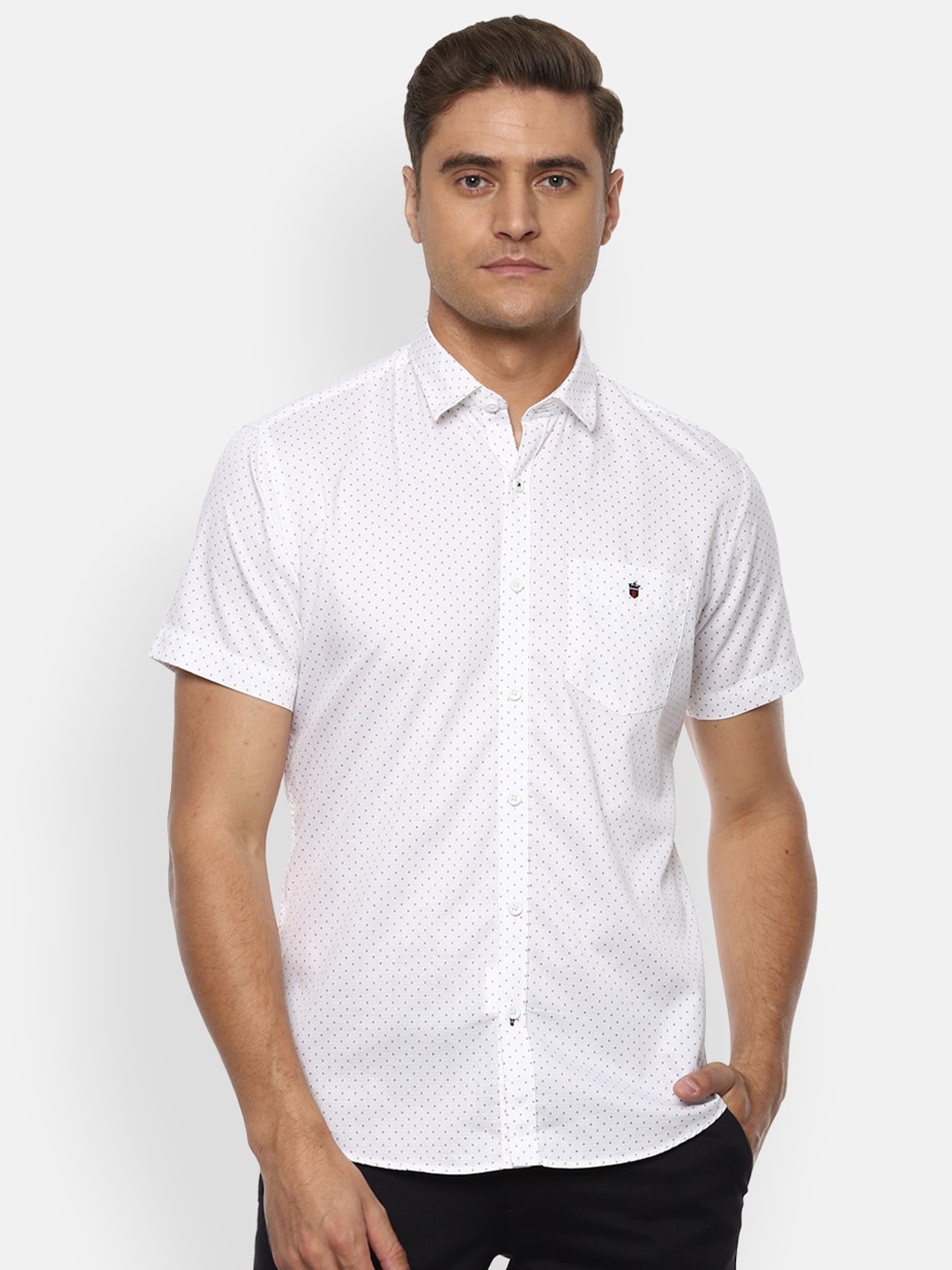 

Louis Philippe Sport Men White & Brown Slim Fit Printed Formal Shirt
