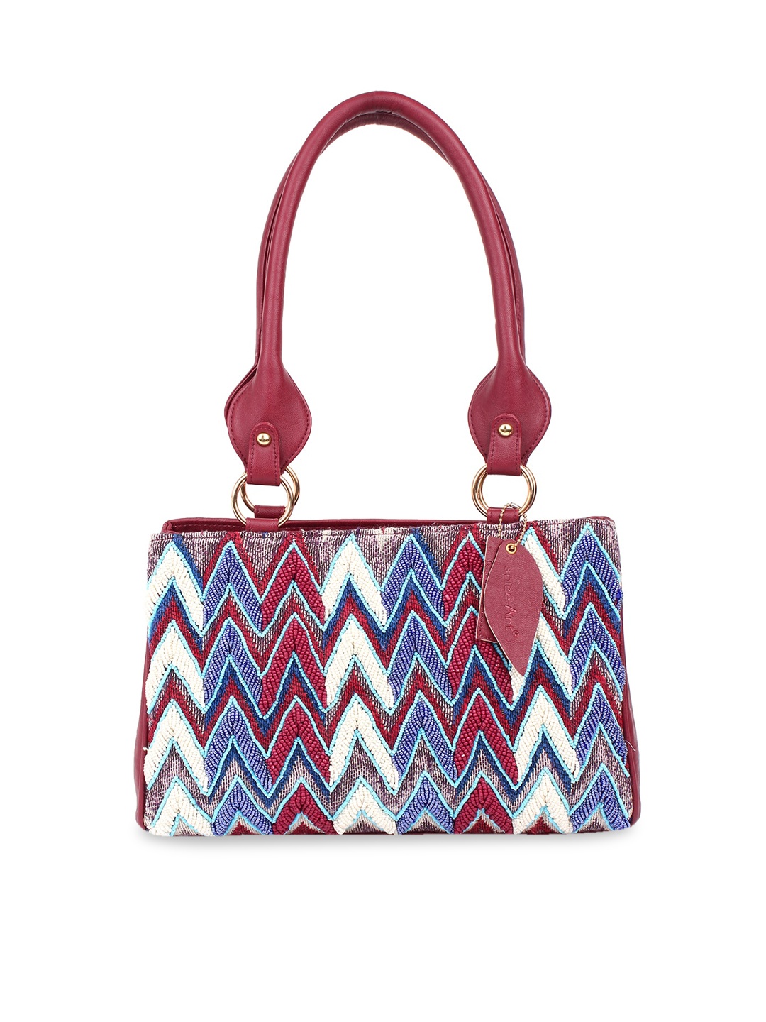 

Spice Art Maroon Printed Handheld Bag
