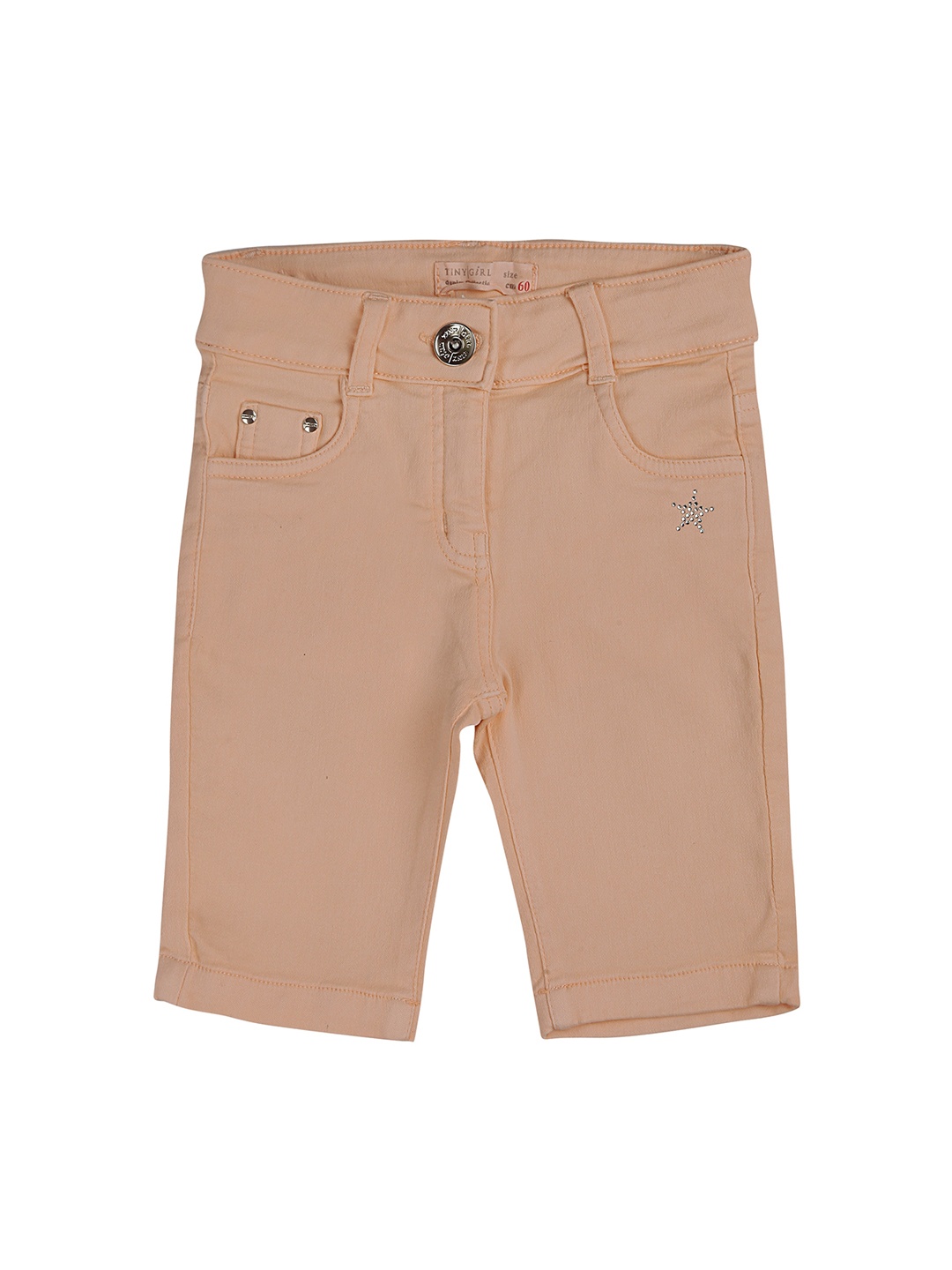 

Tiny Girl Girls Peach-Coloured Solid Regular Fit Regular Shorts