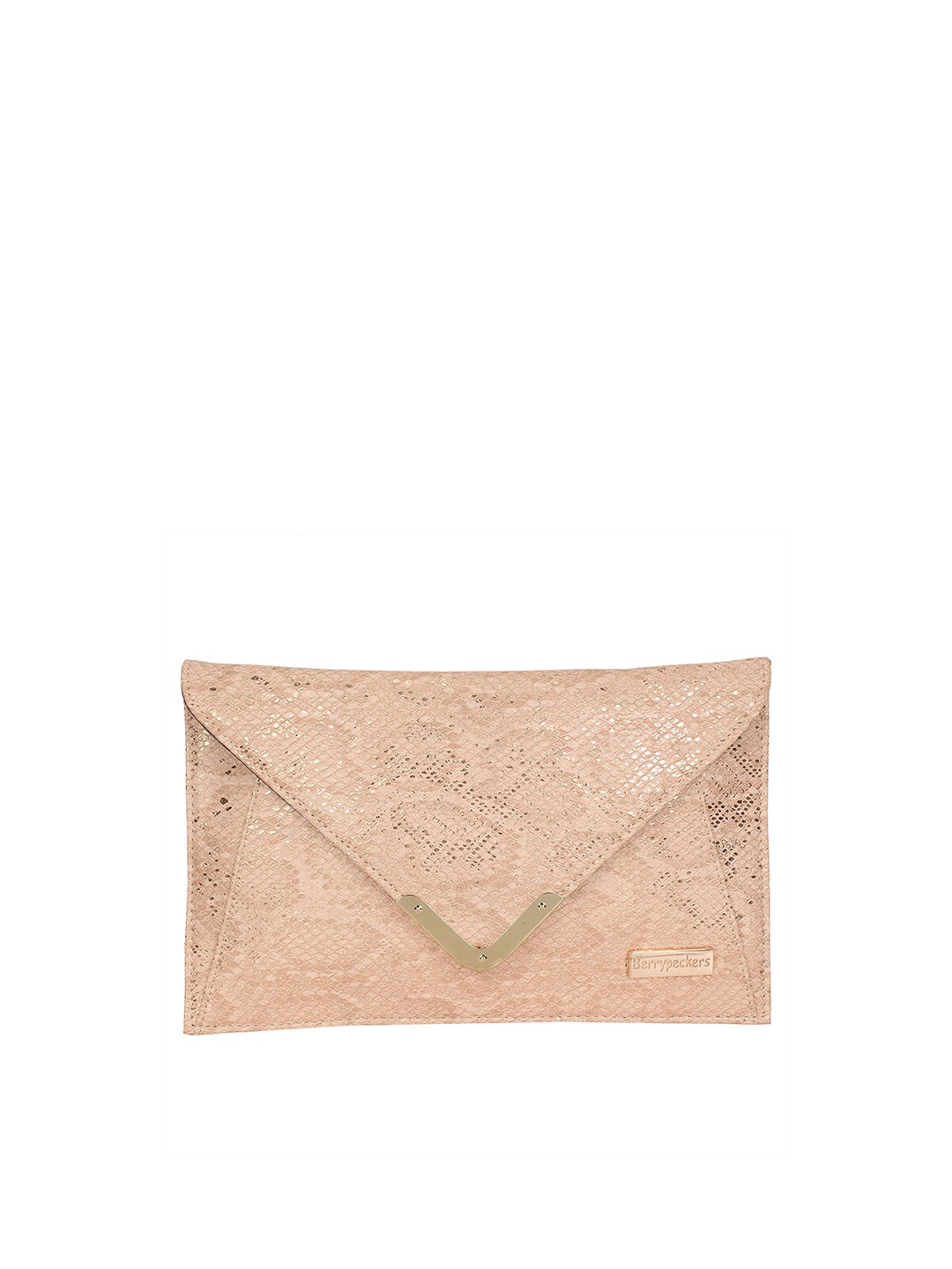 

Berrypeckers Peach-Coloured Textured Animal Print Purse