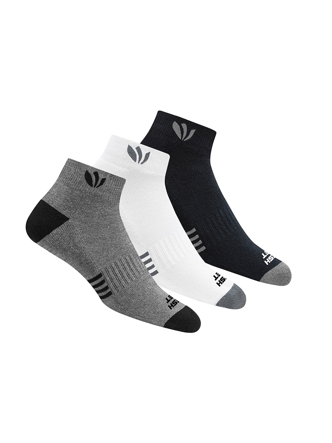 

FRESH FEET Men Pack Of 3 Assorted Ankle-Length Cotton Socks