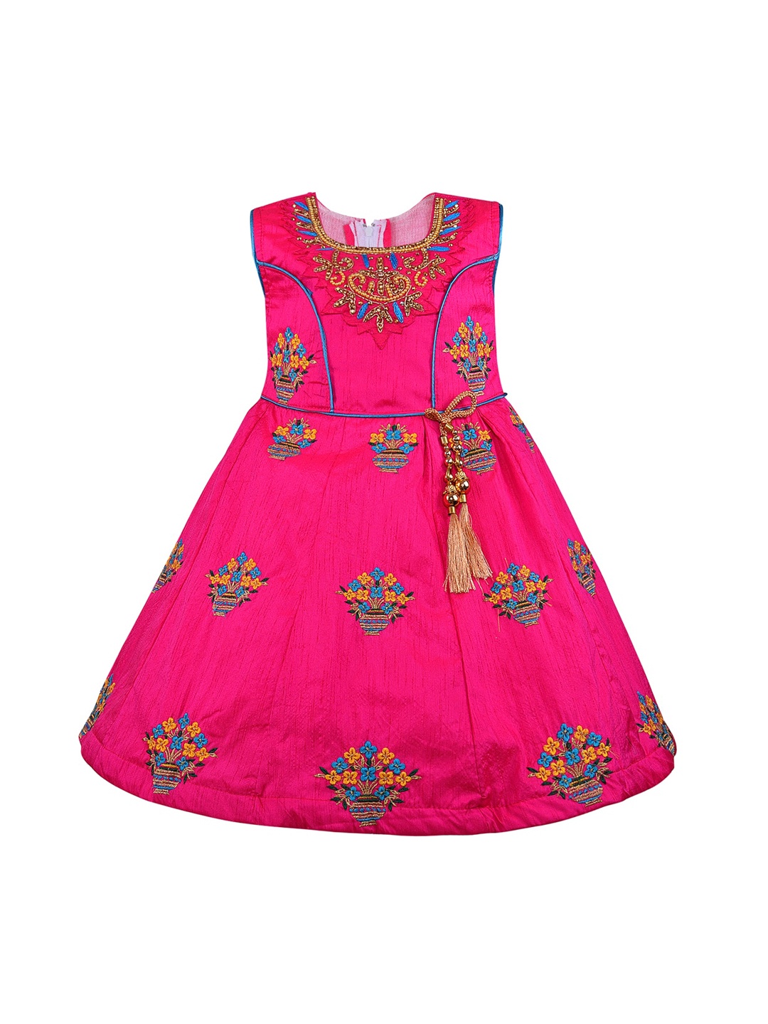

Wish Karo Pink Floral Embroidered Jacquard Dress
