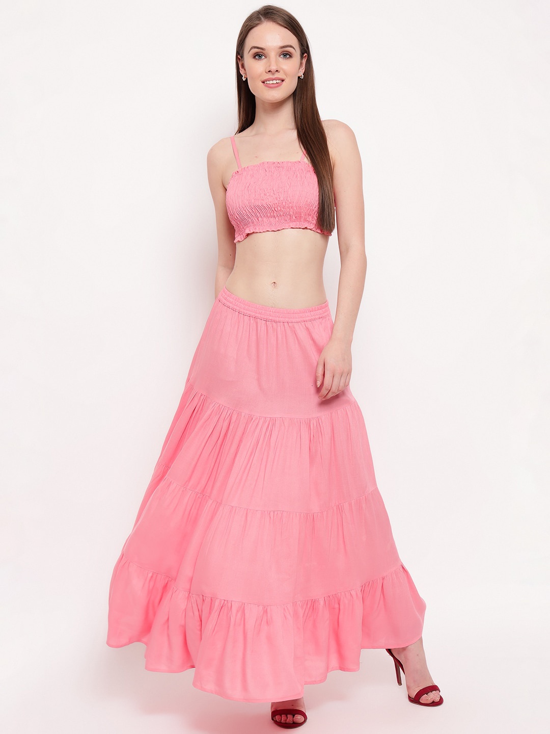 

Aawari Pink Smocked Two-Piece Co-ordinate Set