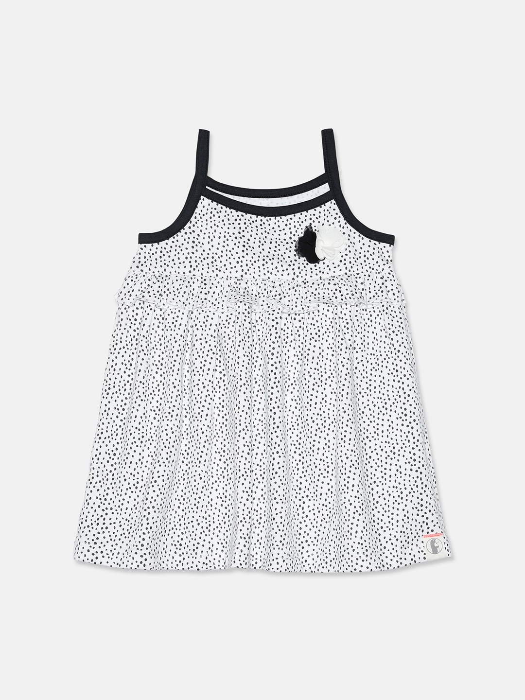 

Babysafe Infant Girl White & Black Printed Monochrome A-Line Pure Cotton Longline Top