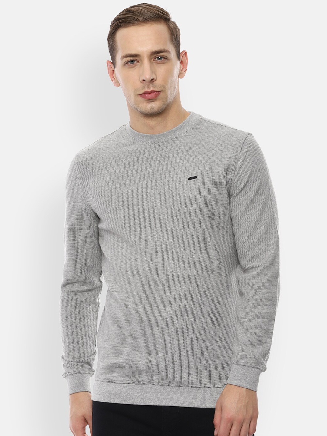 

Van Heusen Sport Men Grey Melange Solid Sweatshirt