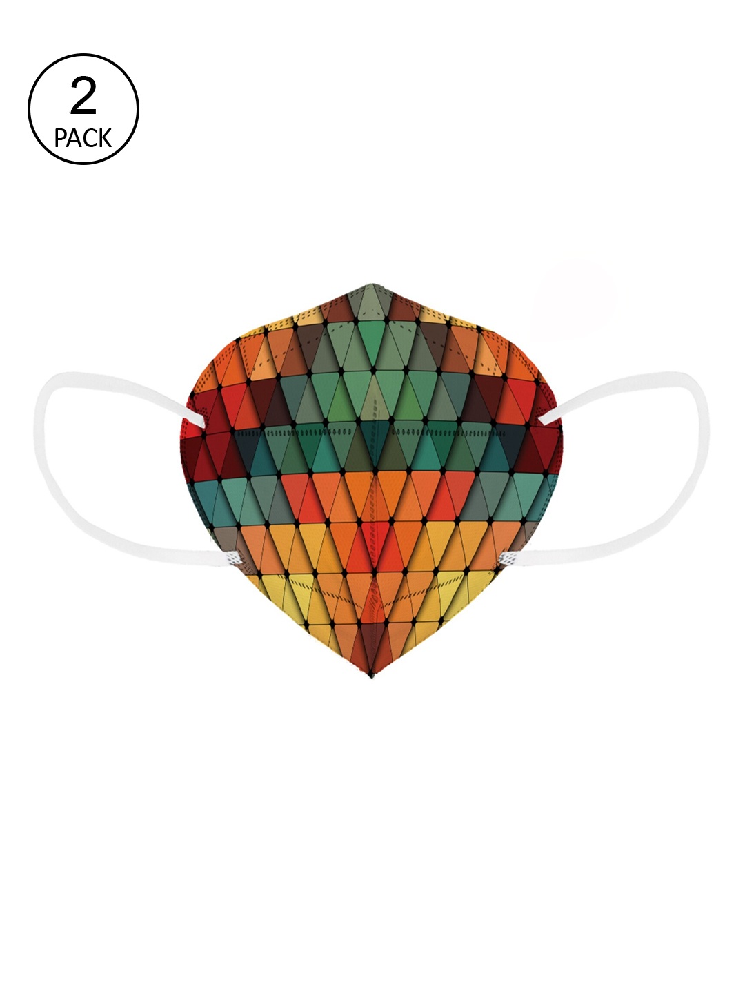 

Status Unisex Pack Of 5 Green & Orange Printed 4-Ply Reusable N95 Masks