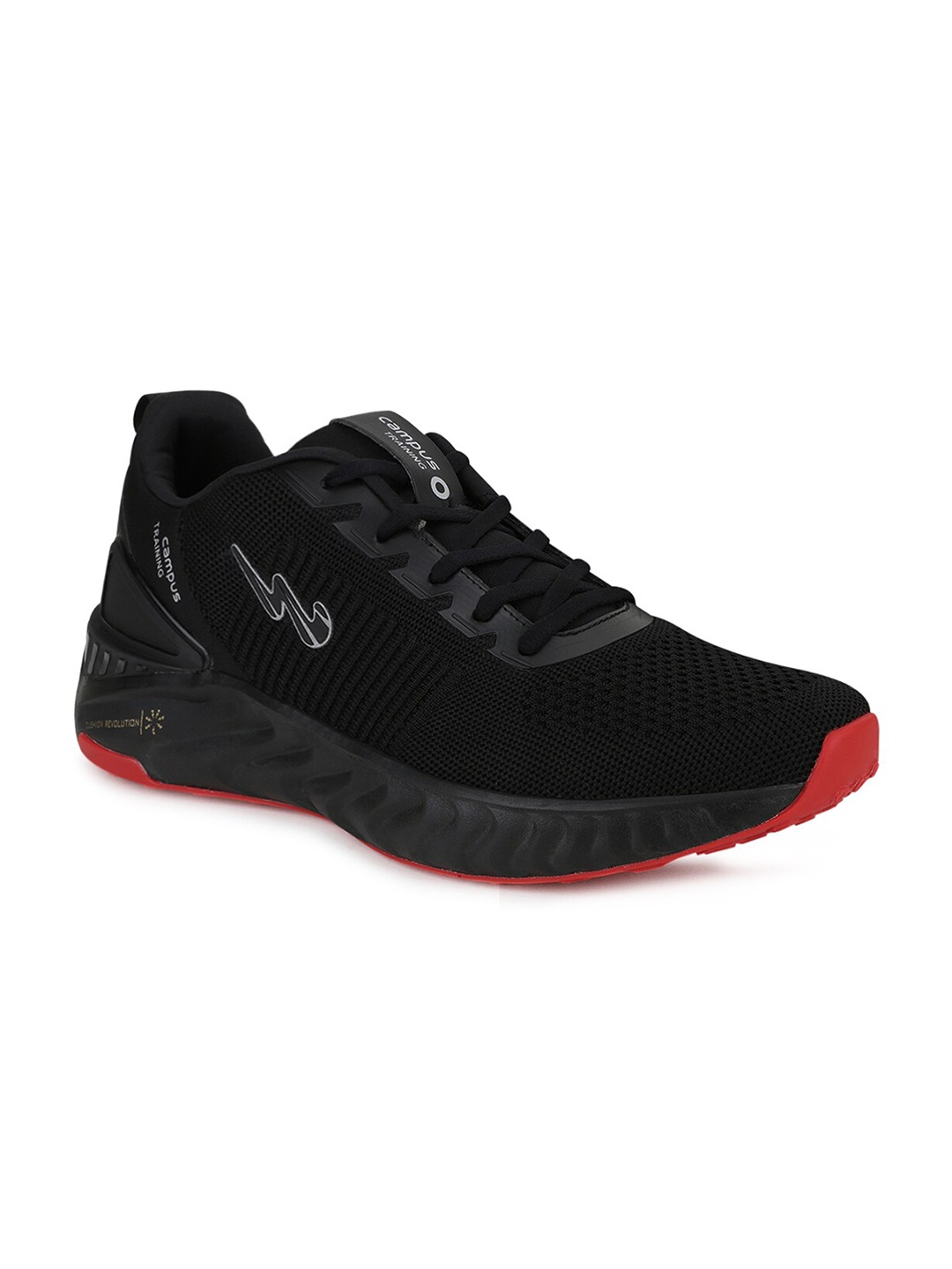 

Campus Men Black Mesh Road Running Shoes