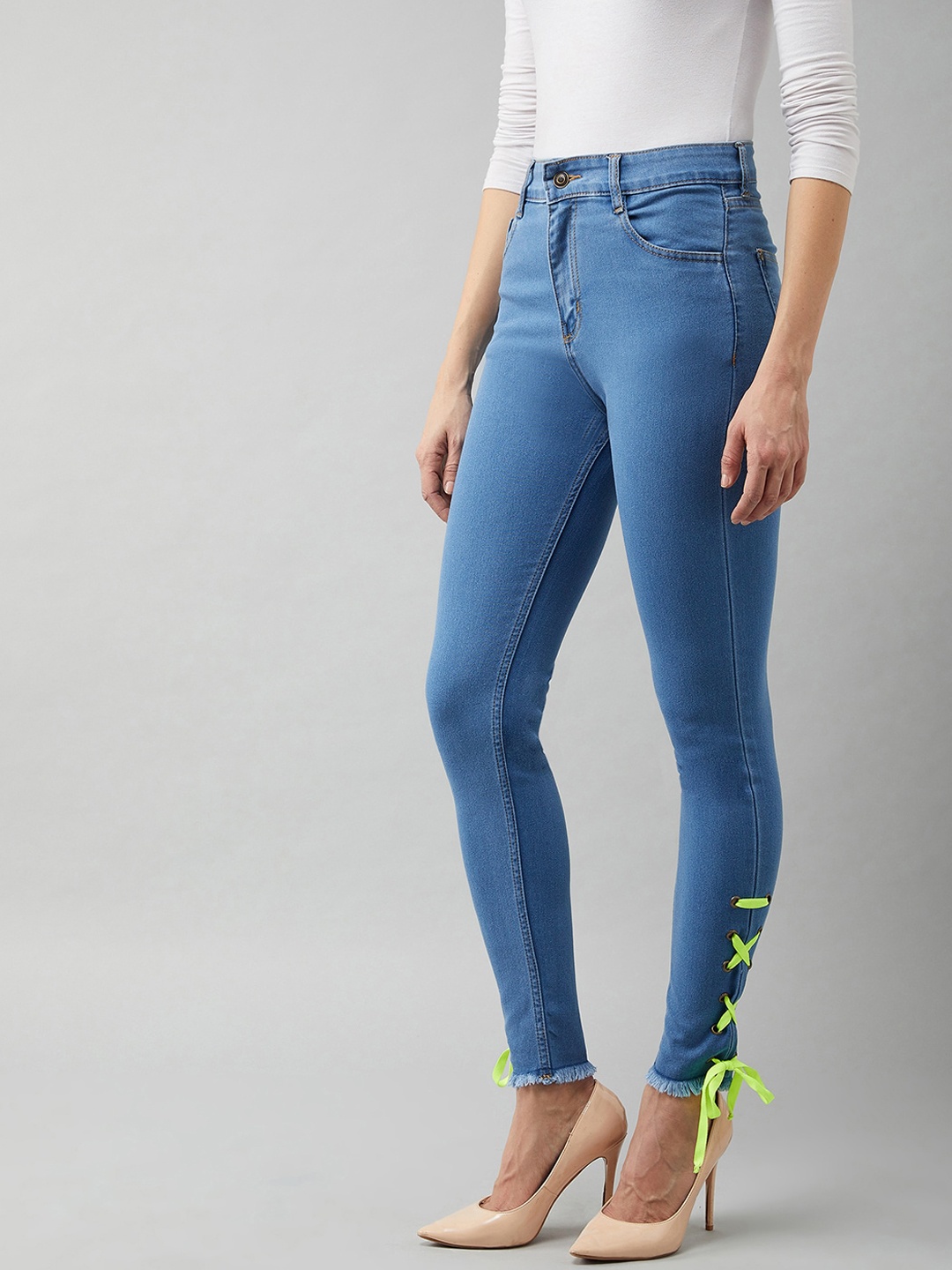 Women Blue Skinny Fit High-Rise Stretchable No Fade Jeans