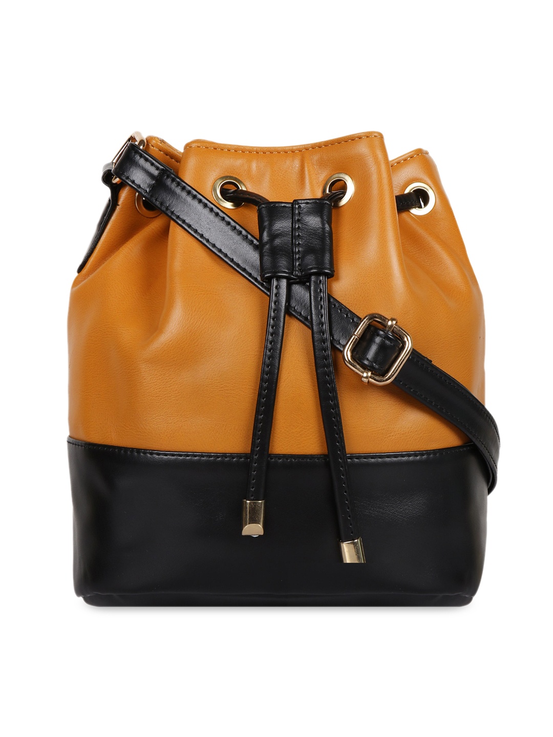 

Berrypeckers Tan Brown & Black Colourblocked Sling Bag
