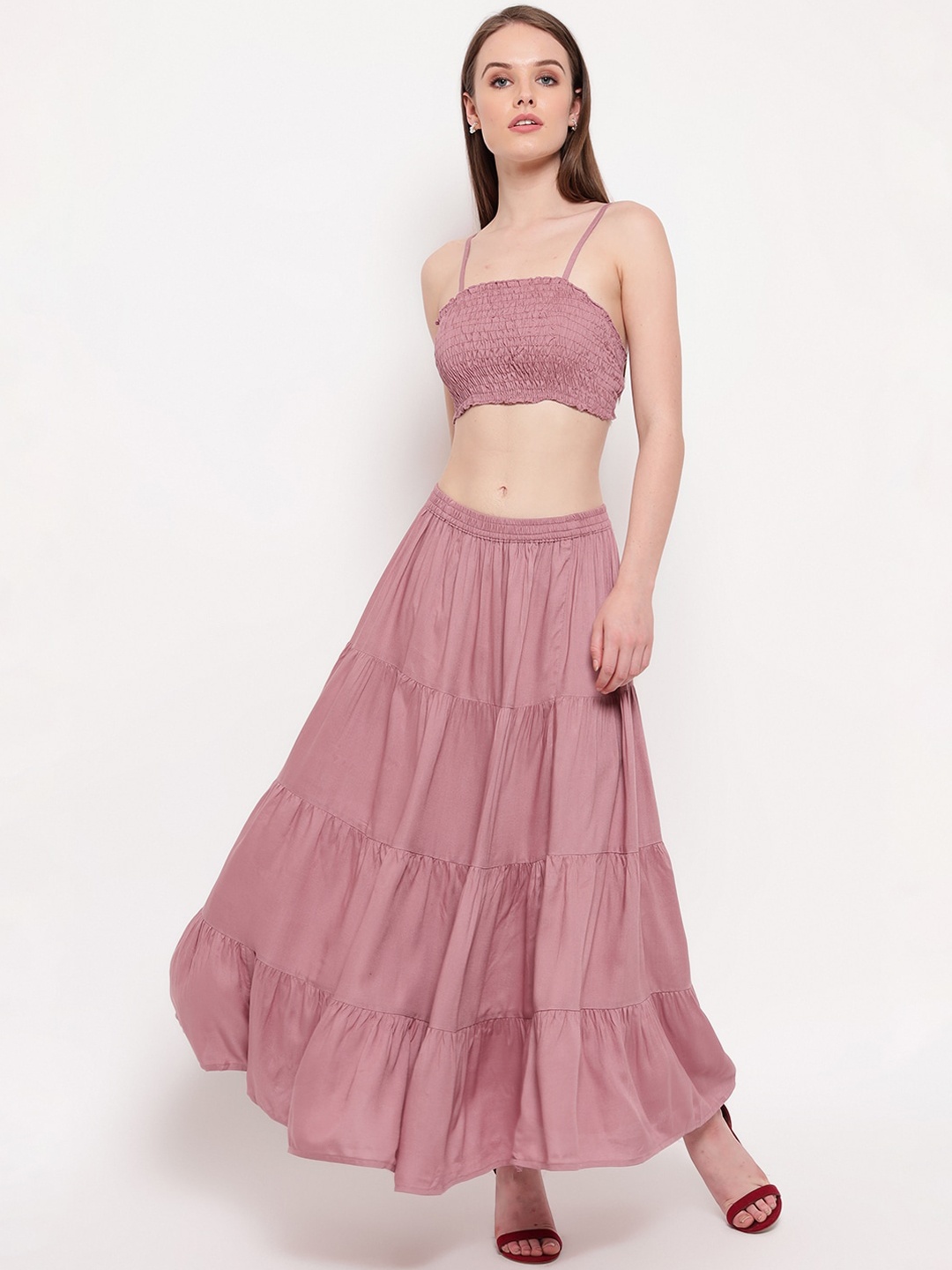

Aawari Nude Pink Smocked Two-Piece Co-ordinate Set