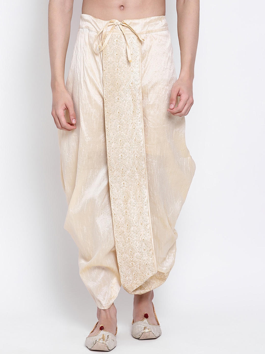 

Sanwara Men Beige Solid Relaxed Fit Art Silk Dhoti