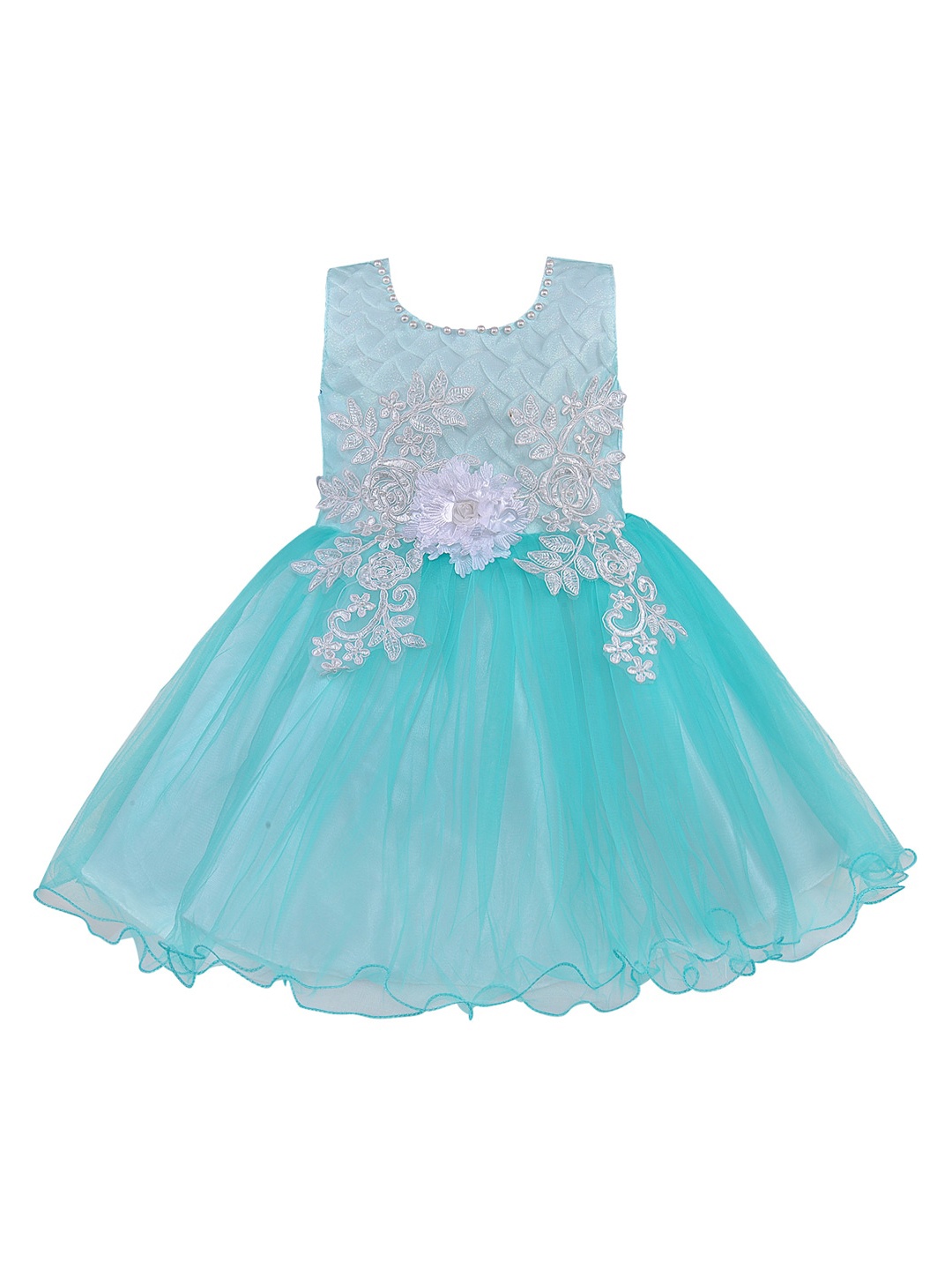 

Wish Karo Blue Floral Net Dress