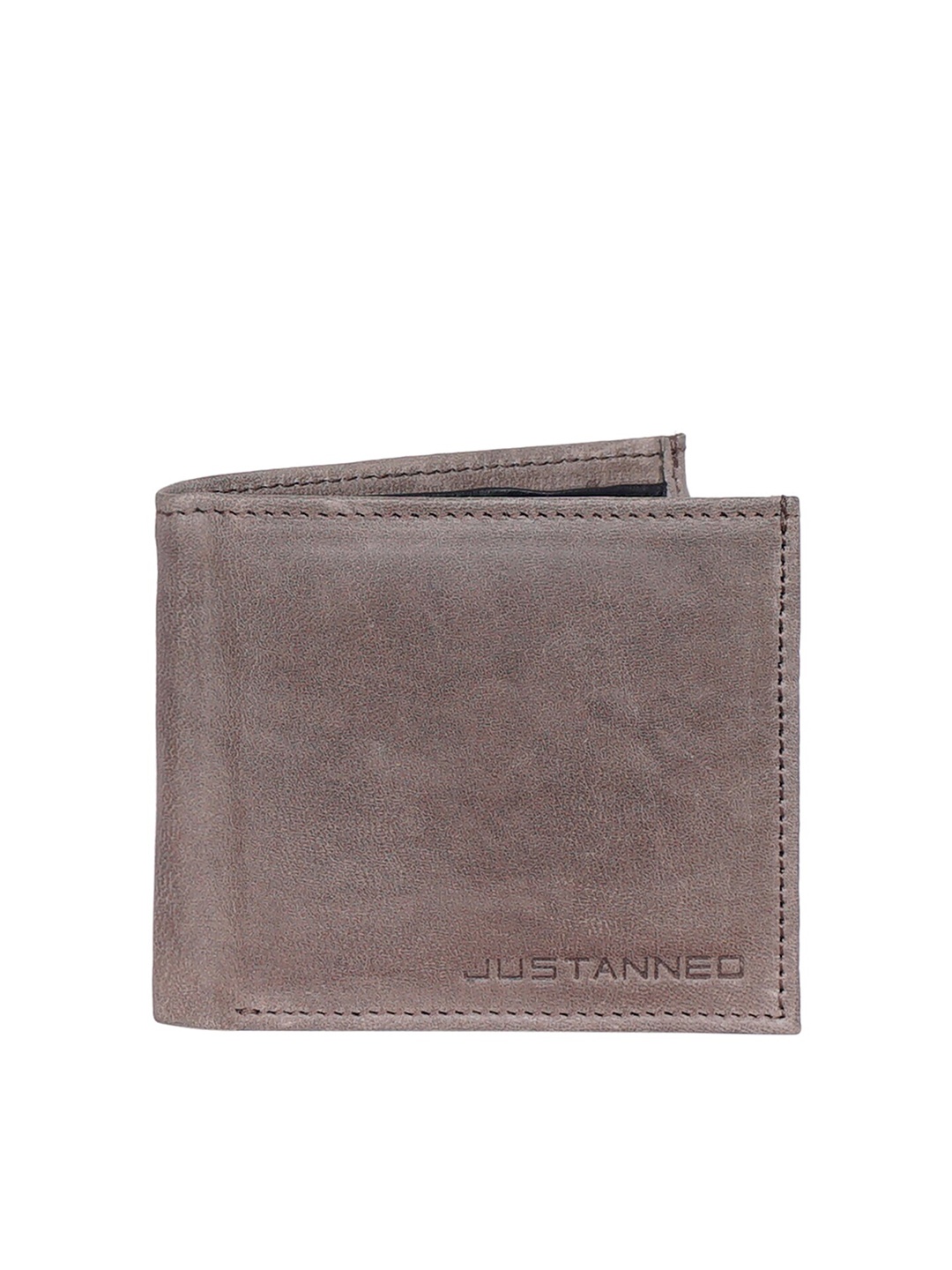 

Justanned Men Brown Solid Leather Two Fold Wallet