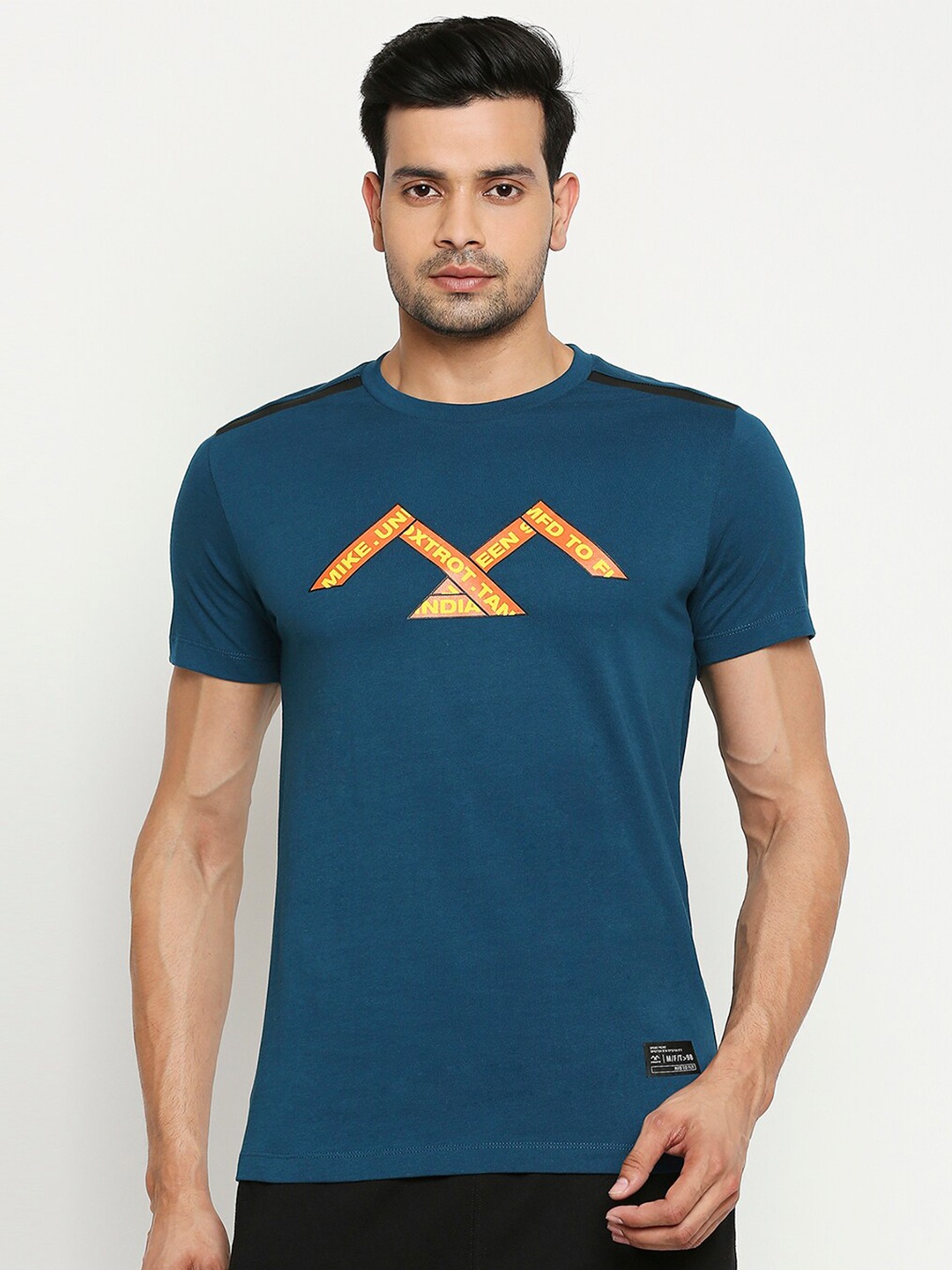 

Mufti Men Blue Printed Round Neck T-shirt