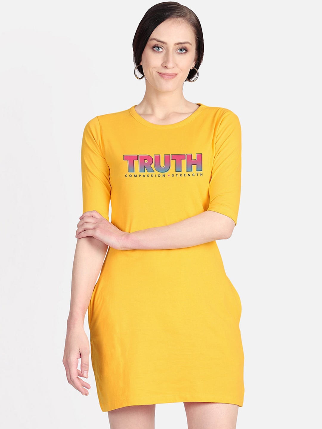 

Free Authority Yellow T-shirt Wonder Woman Pure Cotton T-shirt Dress